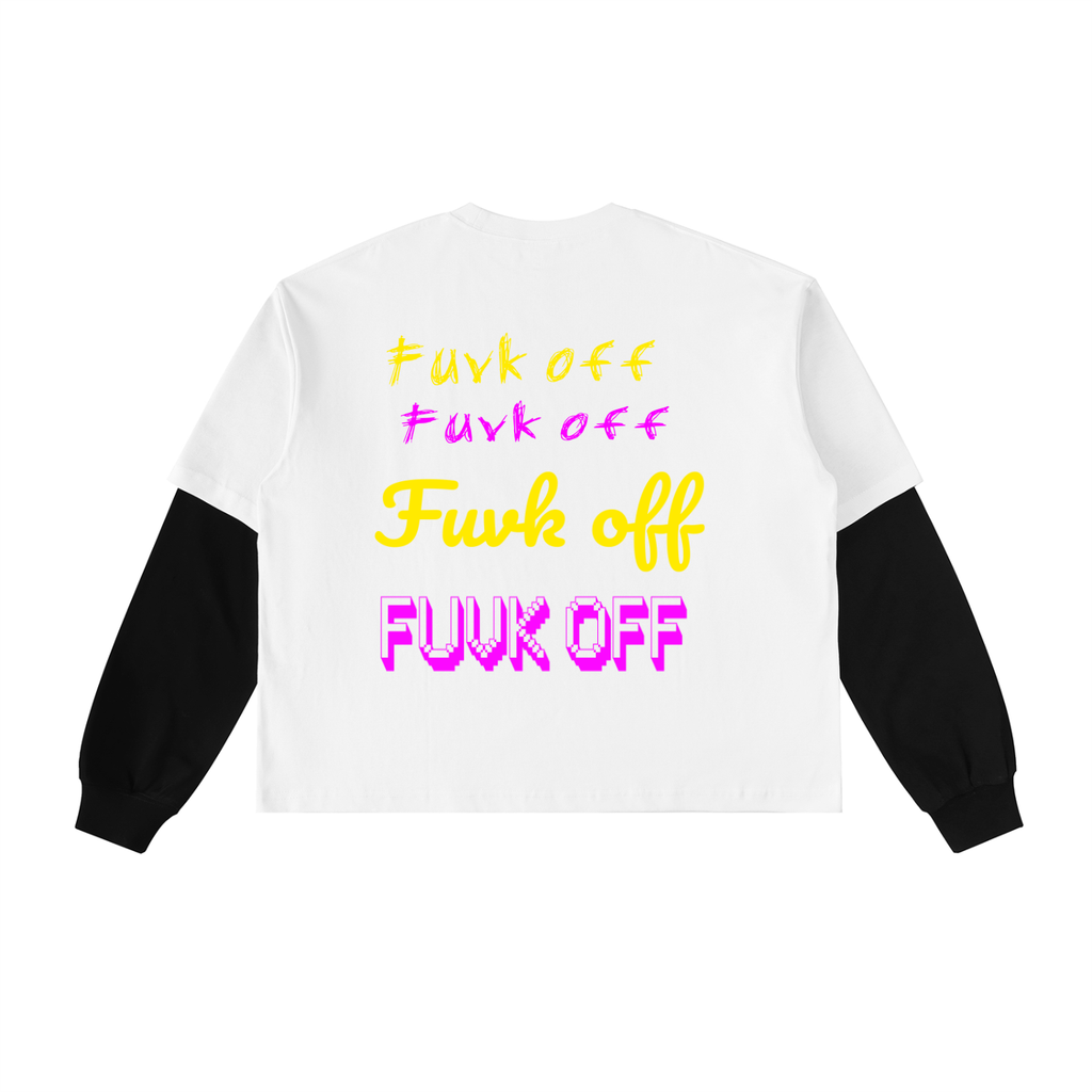 Layered Contrast Sleeve Cotton T-Shirt
