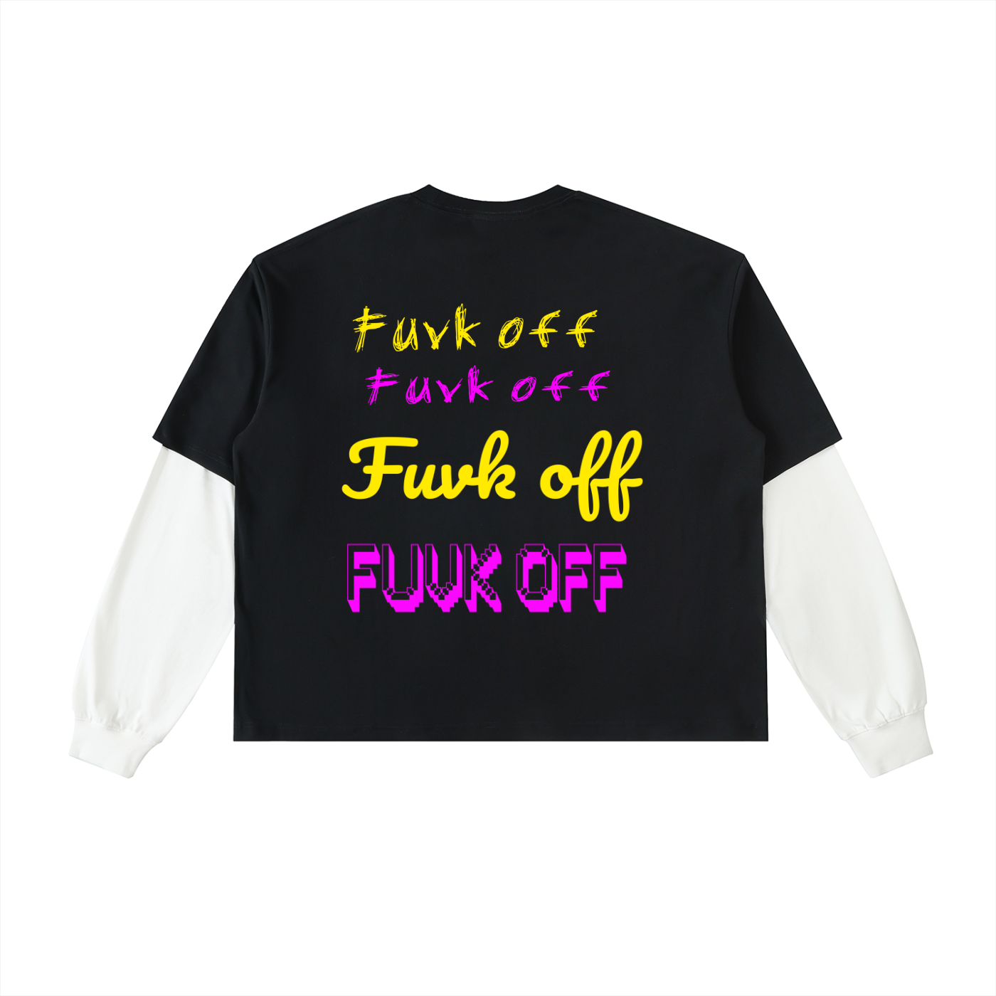 Layered Contrast Sleeve Cotton T-Shirt
